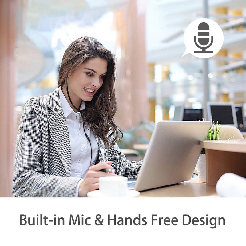 SIMOLIO Stereo Headset with Mic, Light Weight Stethoscope Transcription Headset with Volume Control and Soft Memory Foam Ear-Tips, 4.9FT Audio Cord, 3.5mm Plug Wired PC Headphones, SM-901M - Image 4